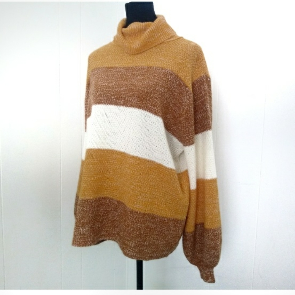 Zenana Orange Striped Sweater Women's XL